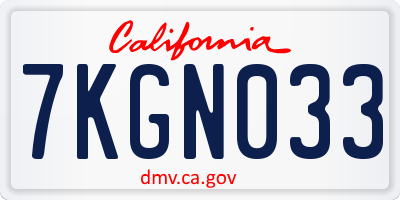 CA license plate 7KGN033