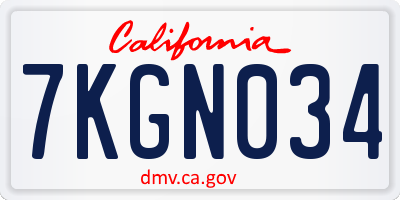 CA license plate 7KGN034