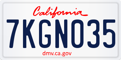 CA license plate 7KGN035