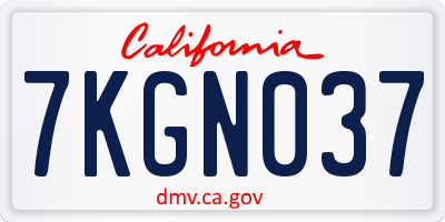 CA license plate 7KGN037