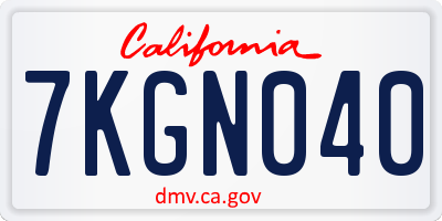 CA license plate 7KGN040
