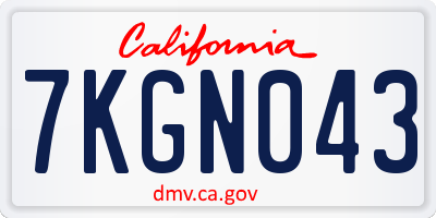 CA license plate 7KGN043