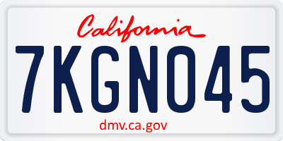 CA license plate 7KGN045