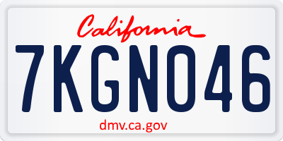 CA license plate 7KGN046