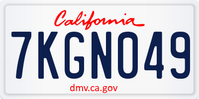 CA license plate 7KGN049