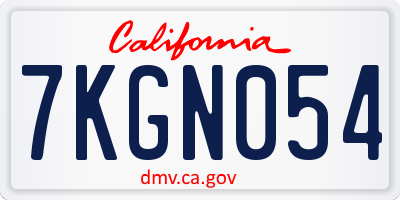 CA license plate 7KGN054