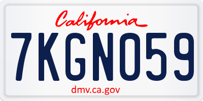 CA license plate 7KGN059