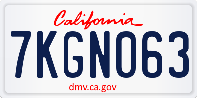 CA license plate 7KGN063