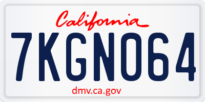 CA license plate 7KGN064