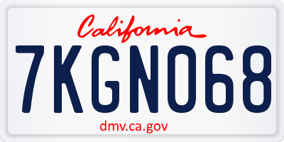 CA license plate 7KGN068