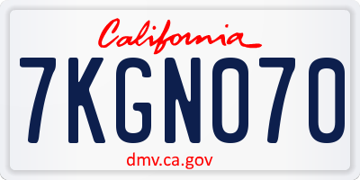 CA license plate 7KGN070