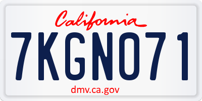CA license plate 7KGN071