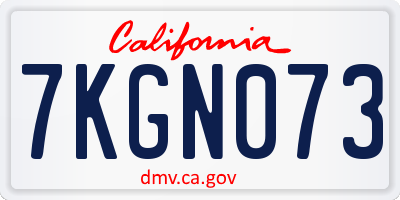 CA license plate 7KGN073