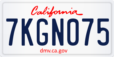 CA license plate 7KGN075