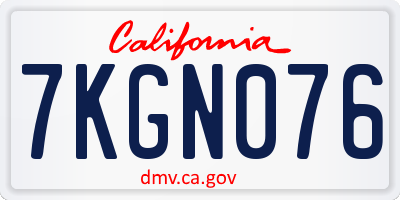 CA license plate 7KGN076