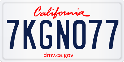 CA license plate 7KGN077