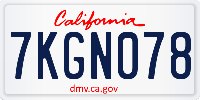 CA license plate 7KGN078
