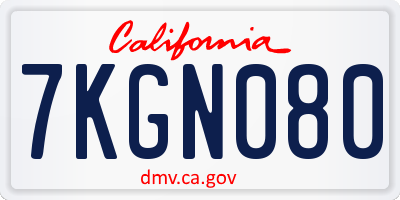 CA license plate 7KGN080