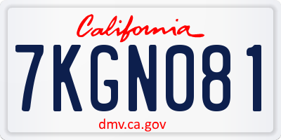 CA license plate 7KGN081