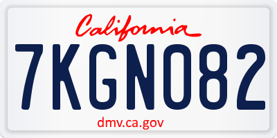 CA license plate 7KGN082