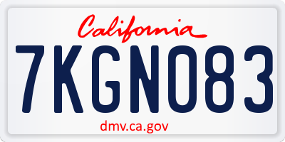 CA license plate 7KGN083