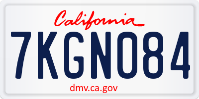 CA license plate 7KGN084
