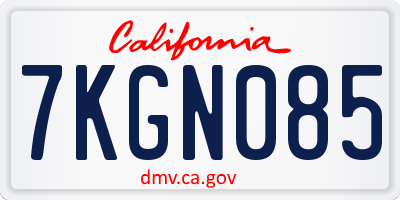 CA license plate 7KGN085