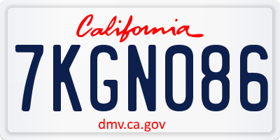 CA license plate 7KGN086