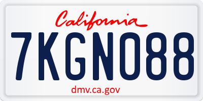 CA license plate 7KGN088