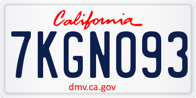 CA license plate 7KGN093