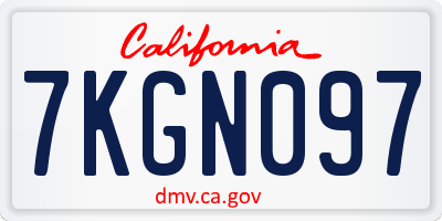 CA license plate 7KGN097