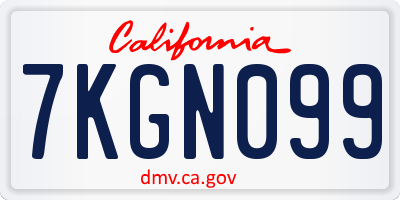 CA license plate 7KGN099