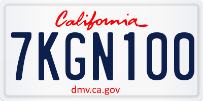 CA license plate 7KGN100