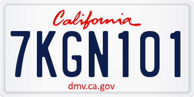 CA license plate 7KGN101