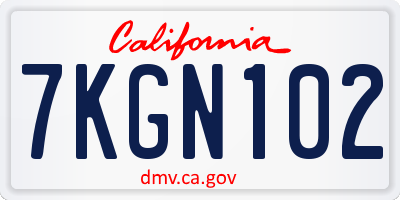 CA license plate 7KGN102