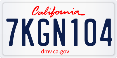 CA license plate 7KGN104
