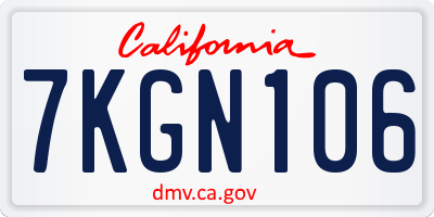 CA license plate 7KGN106