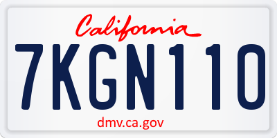CA license plate 7KGN110