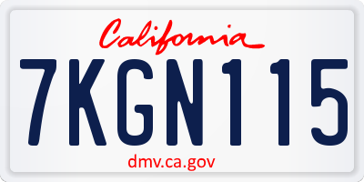 CA license plate 7KGN115