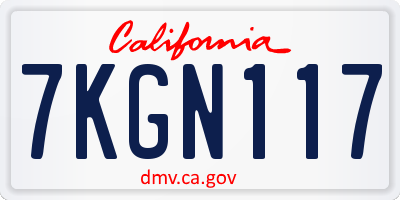 CA license plate 7KGN117