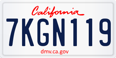 CA license plate 7KGN119