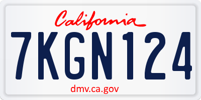 CA license plate 7KGN124