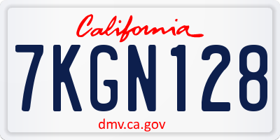 CA license plate 7KGN128