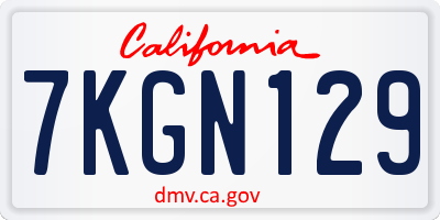 CA license plate 7KGN129