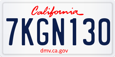 CA license plate 7KGN130