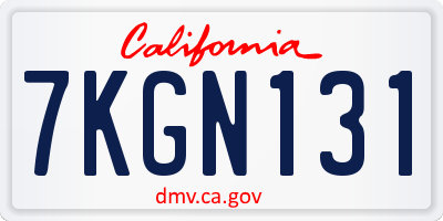 CA license plate 7KGN131