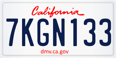 CA license plate 7KGN133