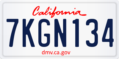 CA license plate 7KGN134