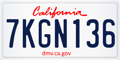 CA license plate 7KGN136