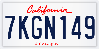 CA license plate 7KGN149